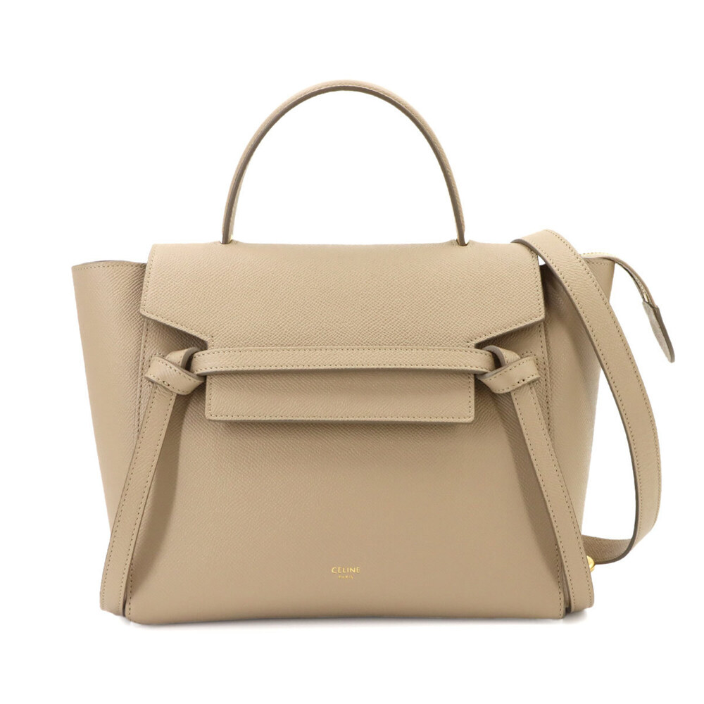 Celine Belt Bag Micro 2-way Handbag Shoulder Leather Beige 189153 Gold Hardware